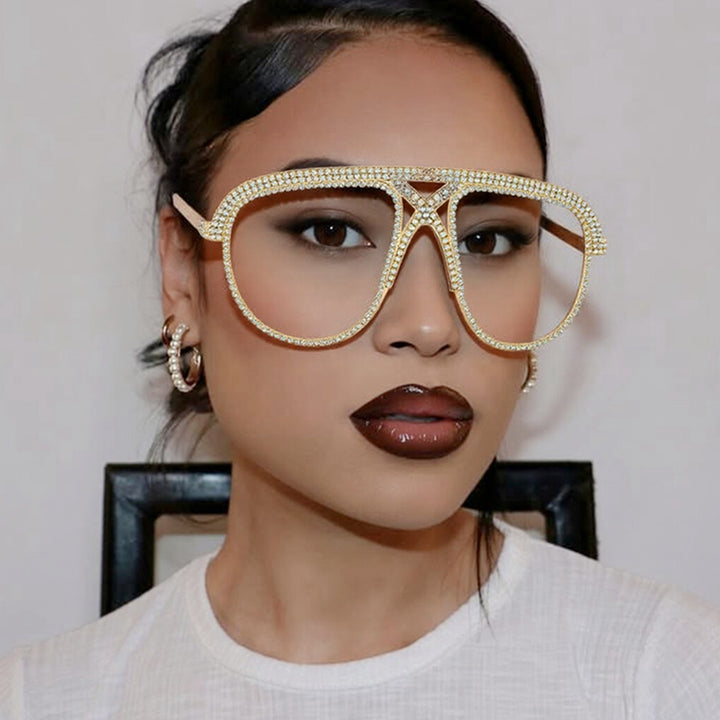 Women's Glamorous oversized Sunglasses with sparkling Crystal frame Bowlift