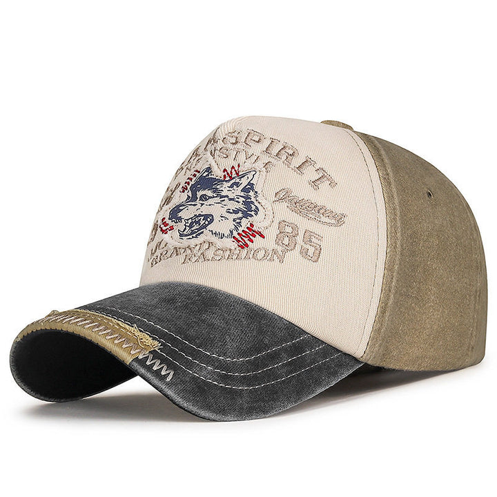 Men's Vintage-Inspired Wolf Graphic Baseball Cap Bowlift