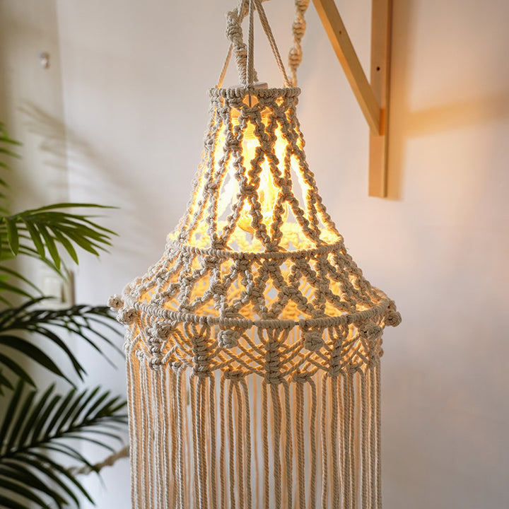 Macrame Hanging Light Fixture Bowlift