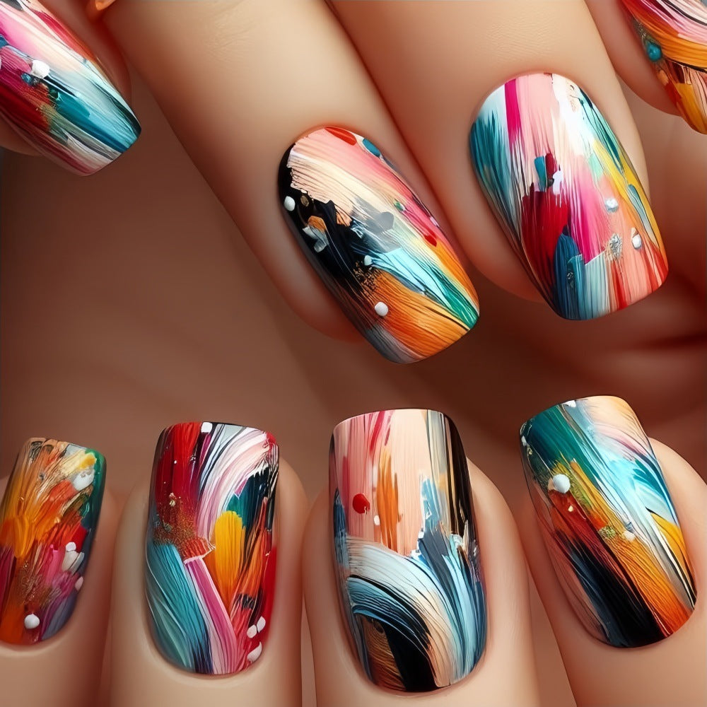 Nail Art Set with Creative Color Patterns Bowlift