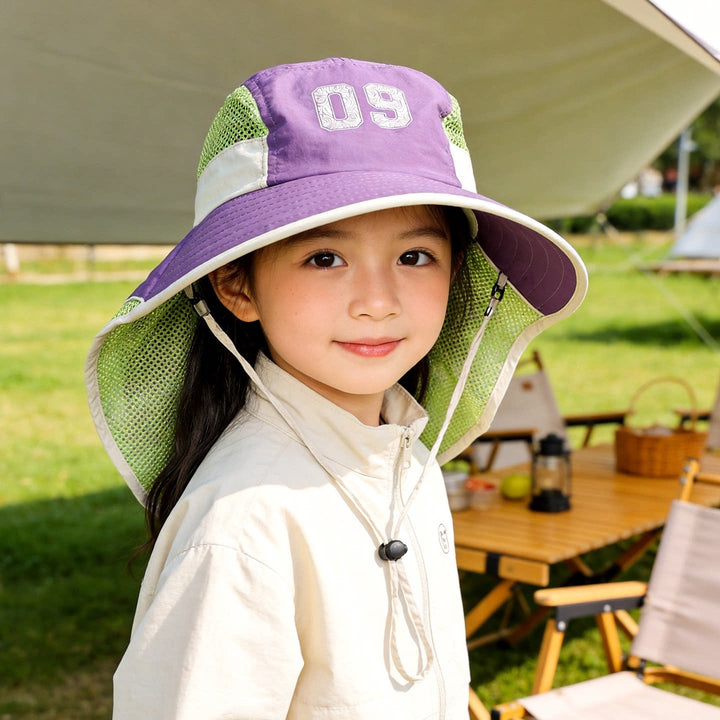 Kids' sun hat with breathable mesh neck protection and adjustable chin strap Bowlift