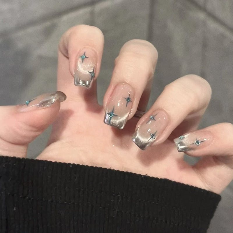 Decorative Press-On Nail Set with Star and Bow Designs Bowlift
