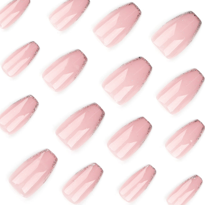 Artistic Nail Extensions with Elegant Glitter Finish Bowlift