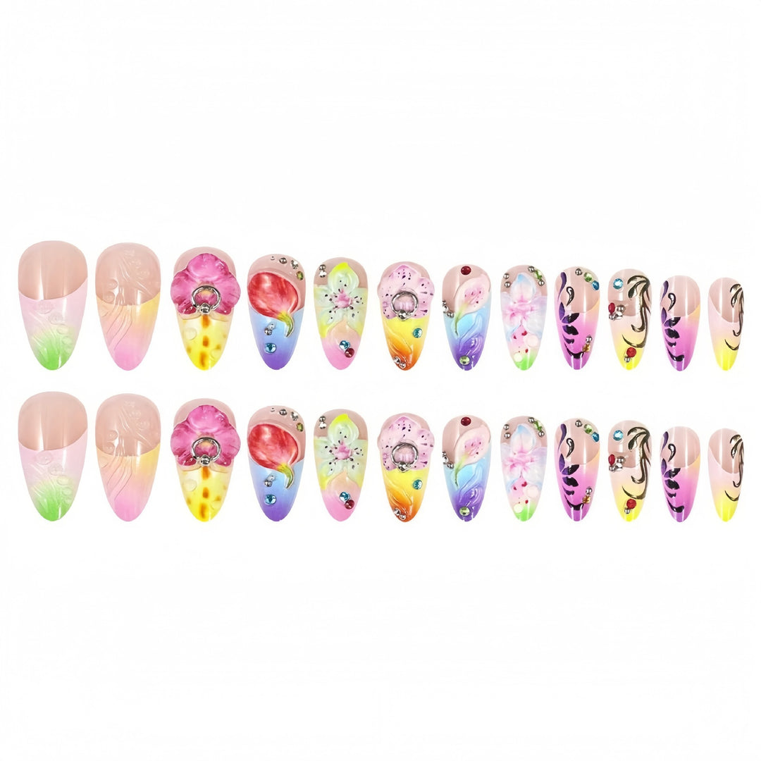 Intricately Designed Floral Press-On Nails Bowlift