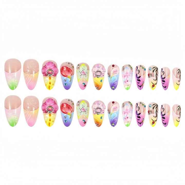 Intricately Designed Floral Press-On Nails Bowlift