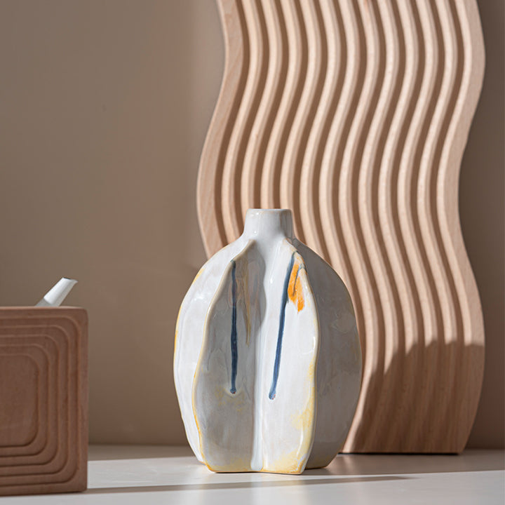 Leaf-inspired Decorative Ceramic Vase