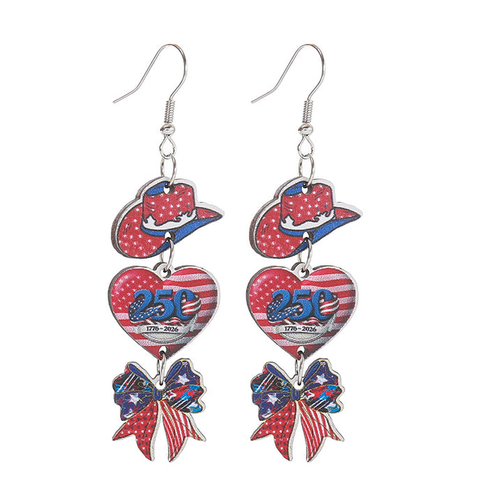 Women take statement earrings with cowboy hat heart and bow pendant Bowlift