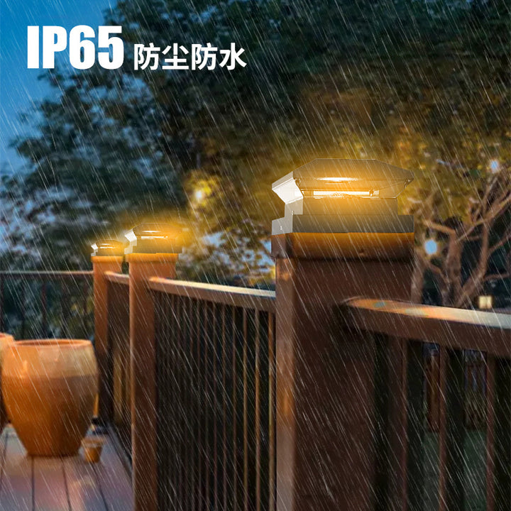 Decorative Solar LED Square Fence Post Cap With Lattice Pattern And Dual-Mode Warm And Cool Lighting Bowlift