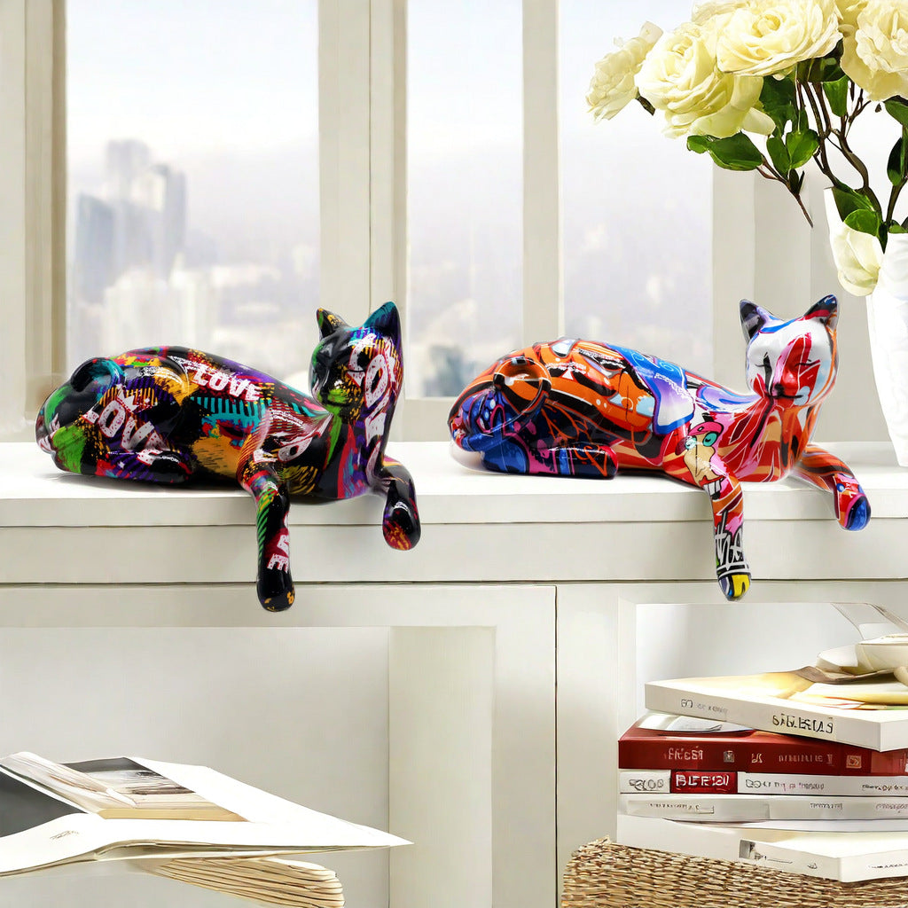 Colorful Cat Sculpture Bowlift