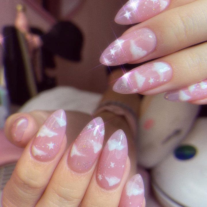 Artificial nails with cloud and star design Bowlift