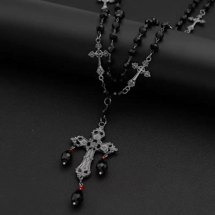 Long Beaded Cross Necklace Bowlift