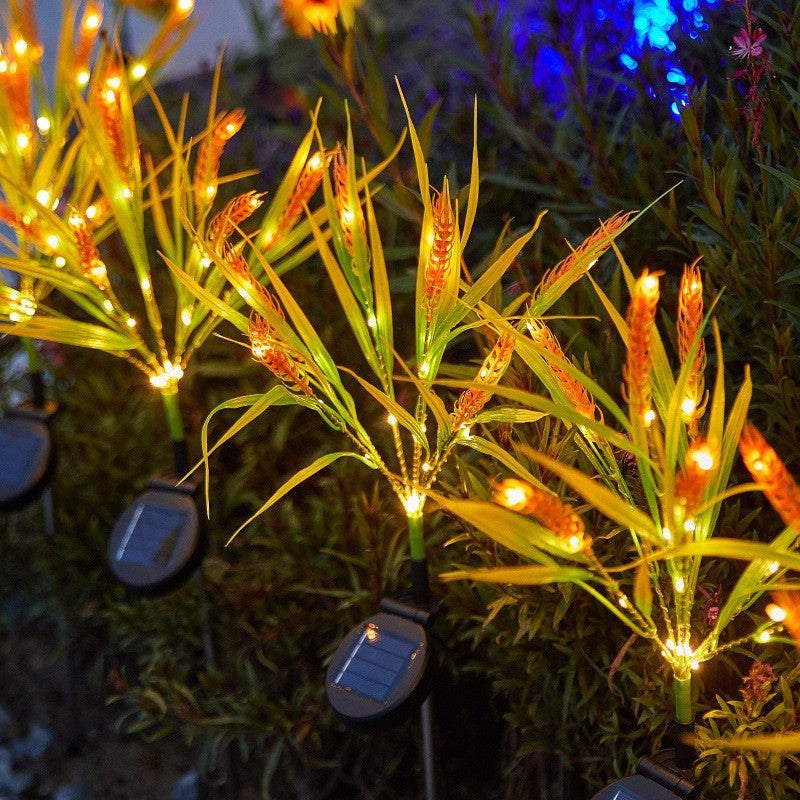 Solar LED Ornamental Grass Pathway Stake Lights With Integrated Solar Panel Bowlift