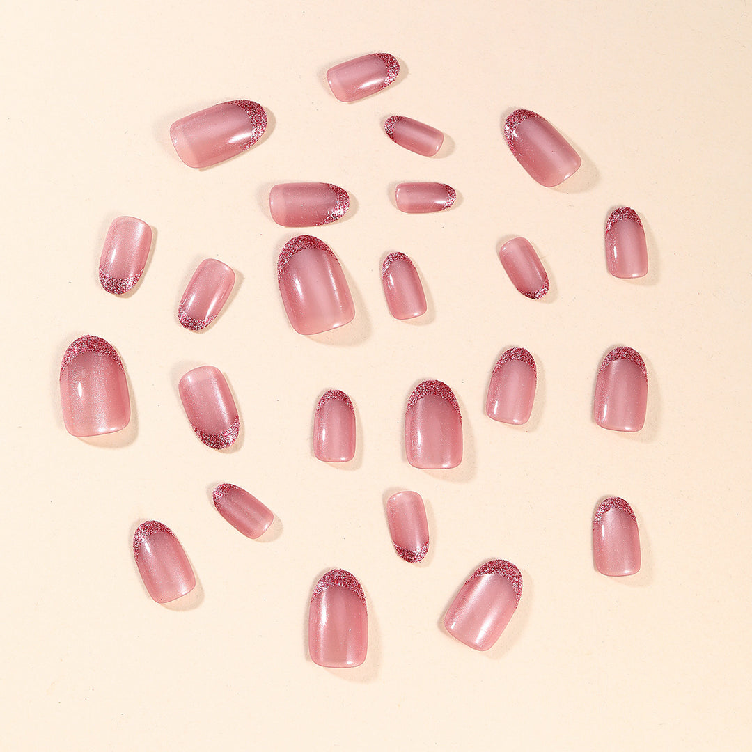 Glamorous Glitter French Tip Nail Art Bowlift
