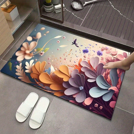 Flower Pattern Soft Indoor Mat Bowlift