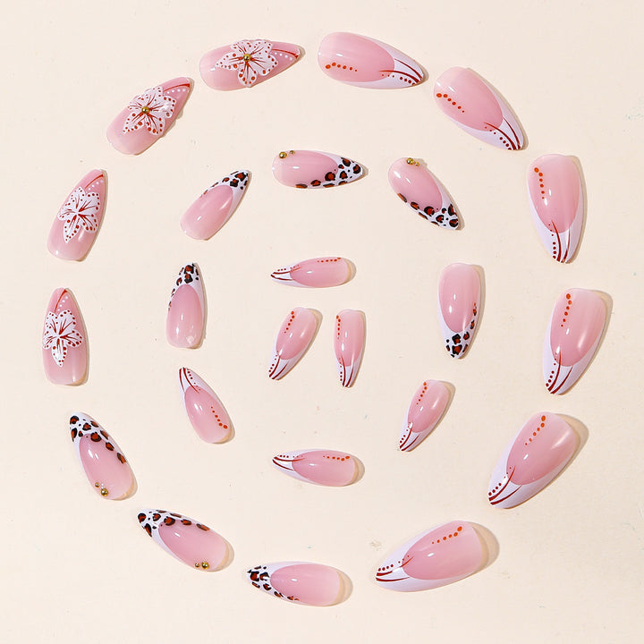 Artistic Floral Acrylic Nail Art Bowlift