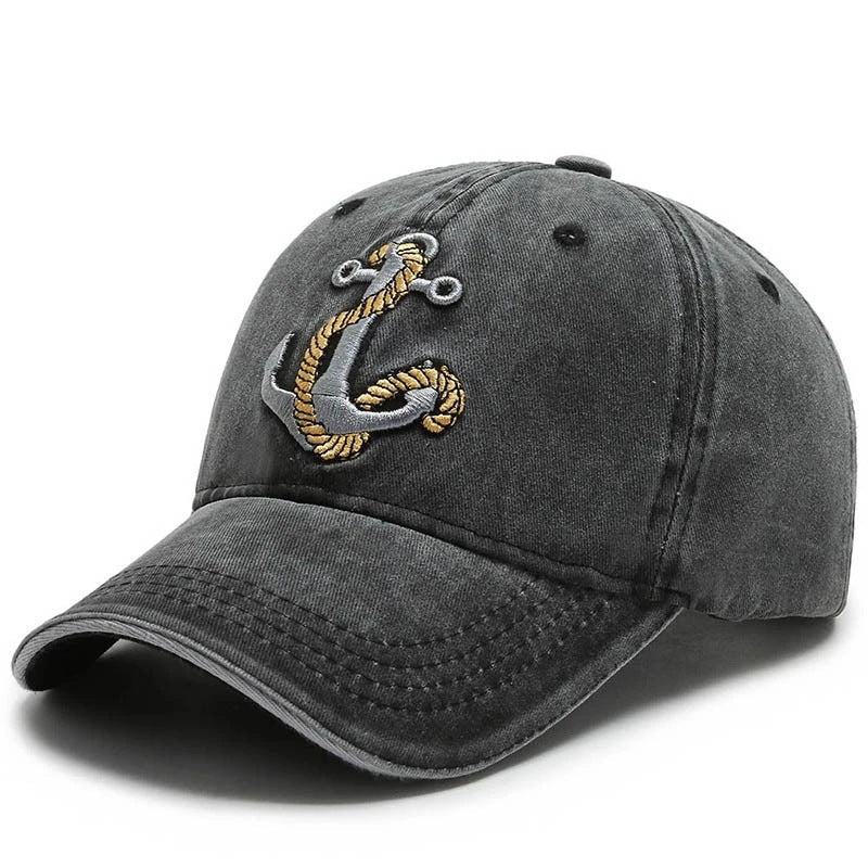 Men's Marine-Themed Embroidered Cotton Cap Bowlift
