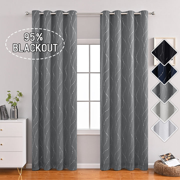 Blackout Wave Pattern Window Curtains