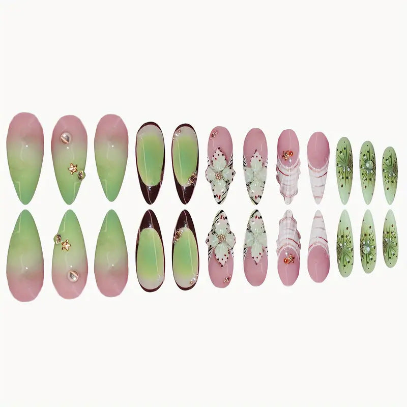 Decorative 3D Butterfly Themed Press-On Nail Art Bowlift