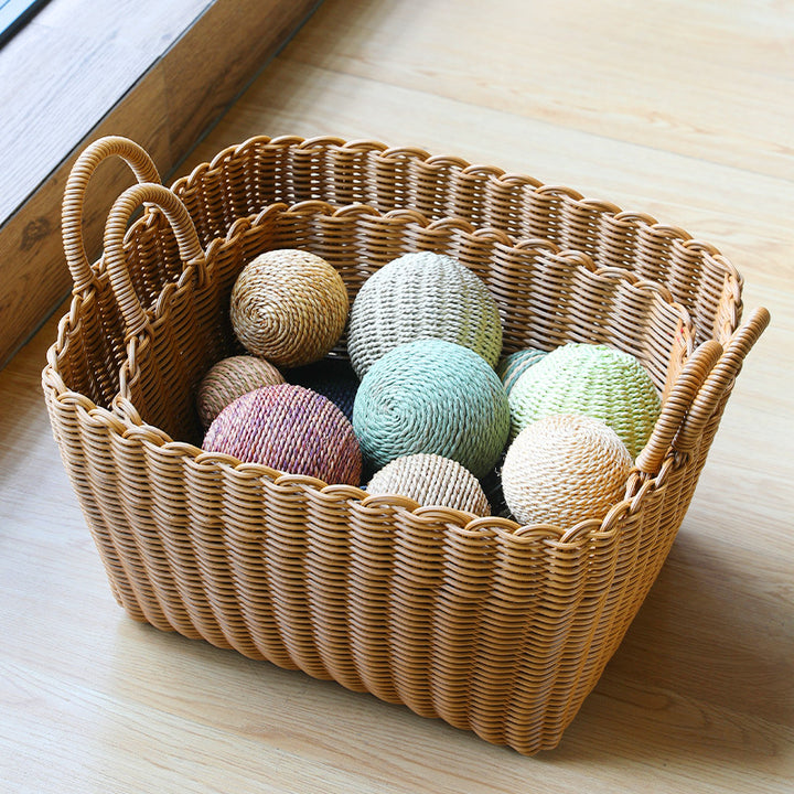 Handwoven Storage Basket with Handles Bowlift