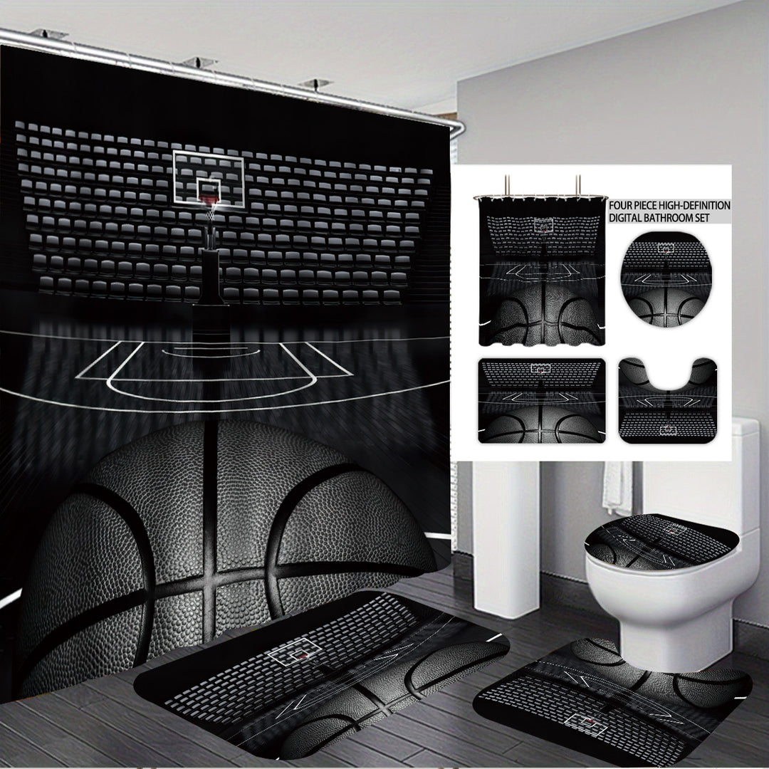 High-Definition Basketball-Themed Bathroom Décor Set Bowlift