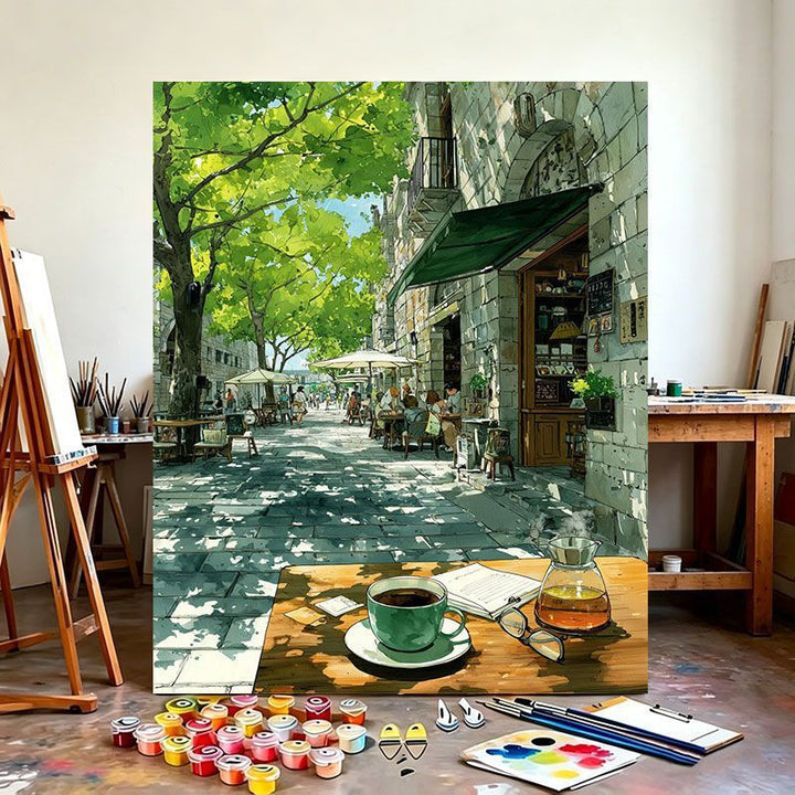 Urban Café Scene Canvas Art Print Bowlift