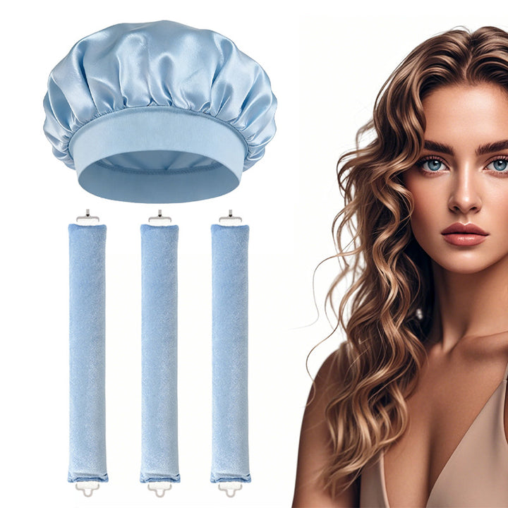 Satin Sleep Cap and Hair Rollers