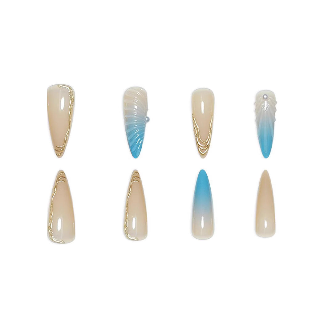 Artistic Shell-Design Nail Extensions Bowlift