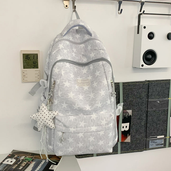 Trendy Star-Print School Backpack Bowlift