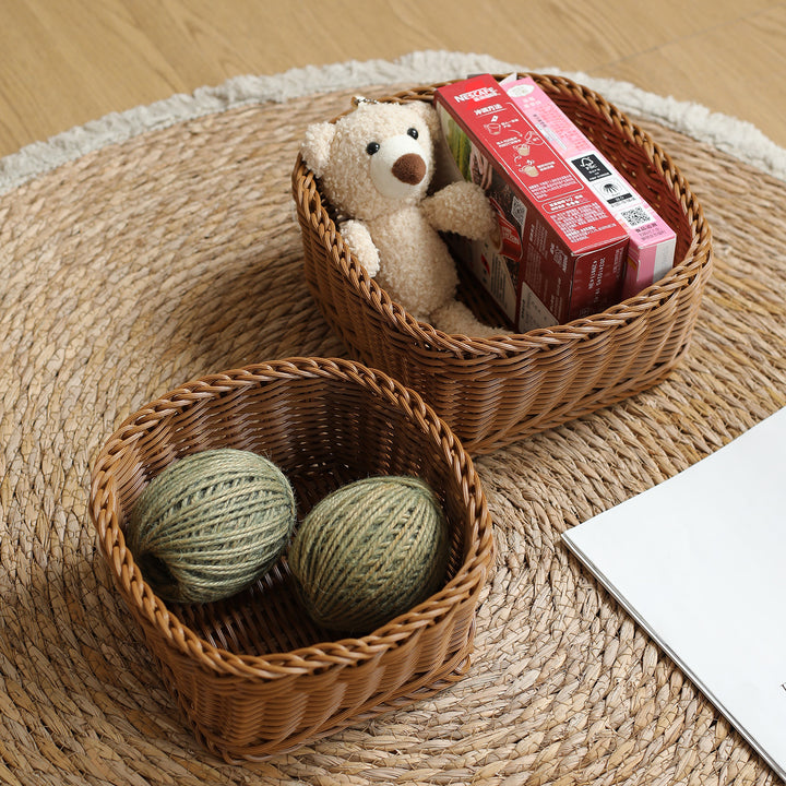 Unisex Rectangular Storage Basket with Sturdy Woven Bowlift