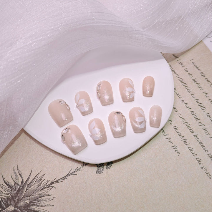 Elegant French Tip Press-On Nails Bowlift