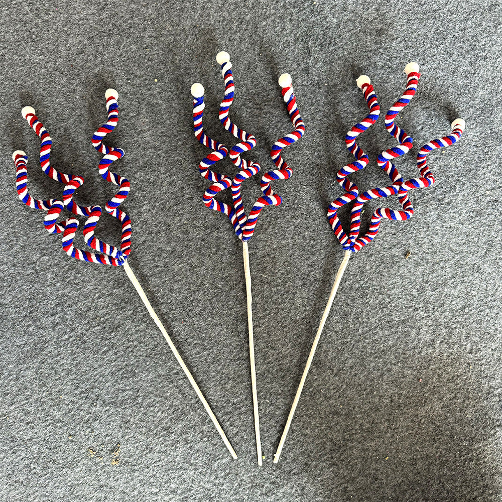 Unisex decorative spiral decoration stake with tinsel vines and ball ends Bowlift