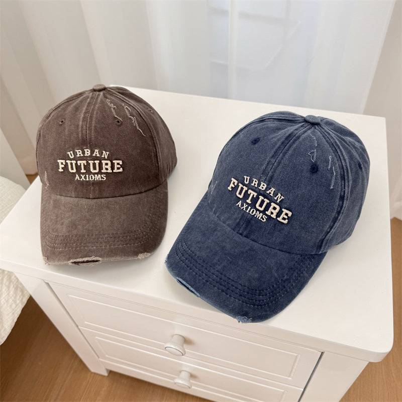 Men's Distressed Cotton Adjustable Baseball Cap Bowlift