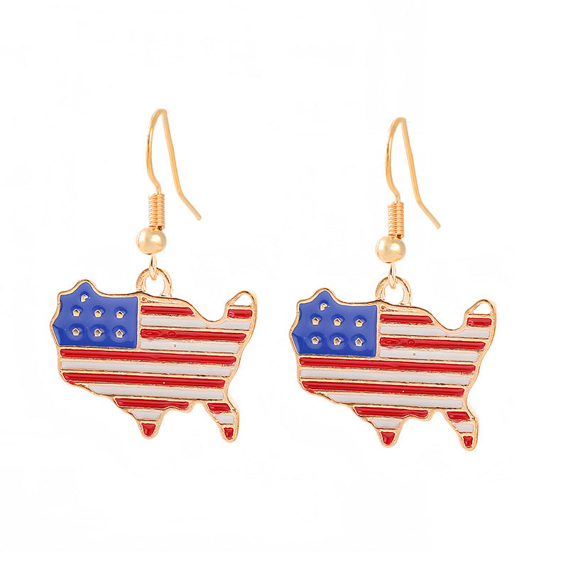 Ladies enamel earrings horseshoe with star stripe motif Bowlift