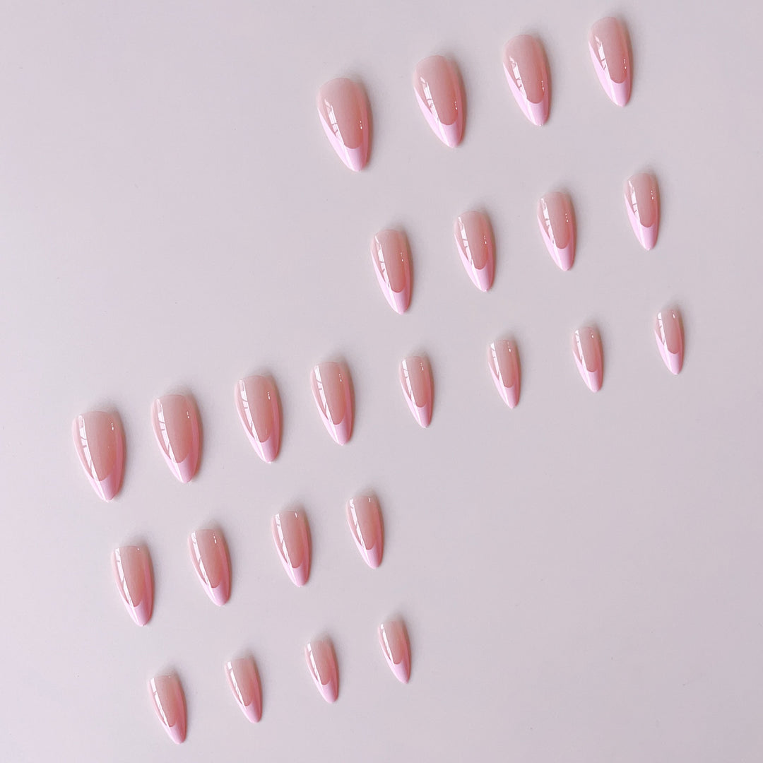 Luxury artificial nail tips with elegant French design Bowlift