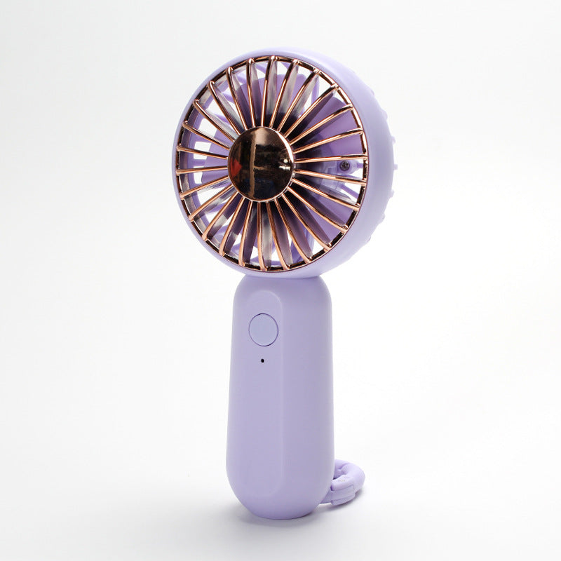 Women's compact portable handheld fan with rechargeable battery and carrying strap Bowlift