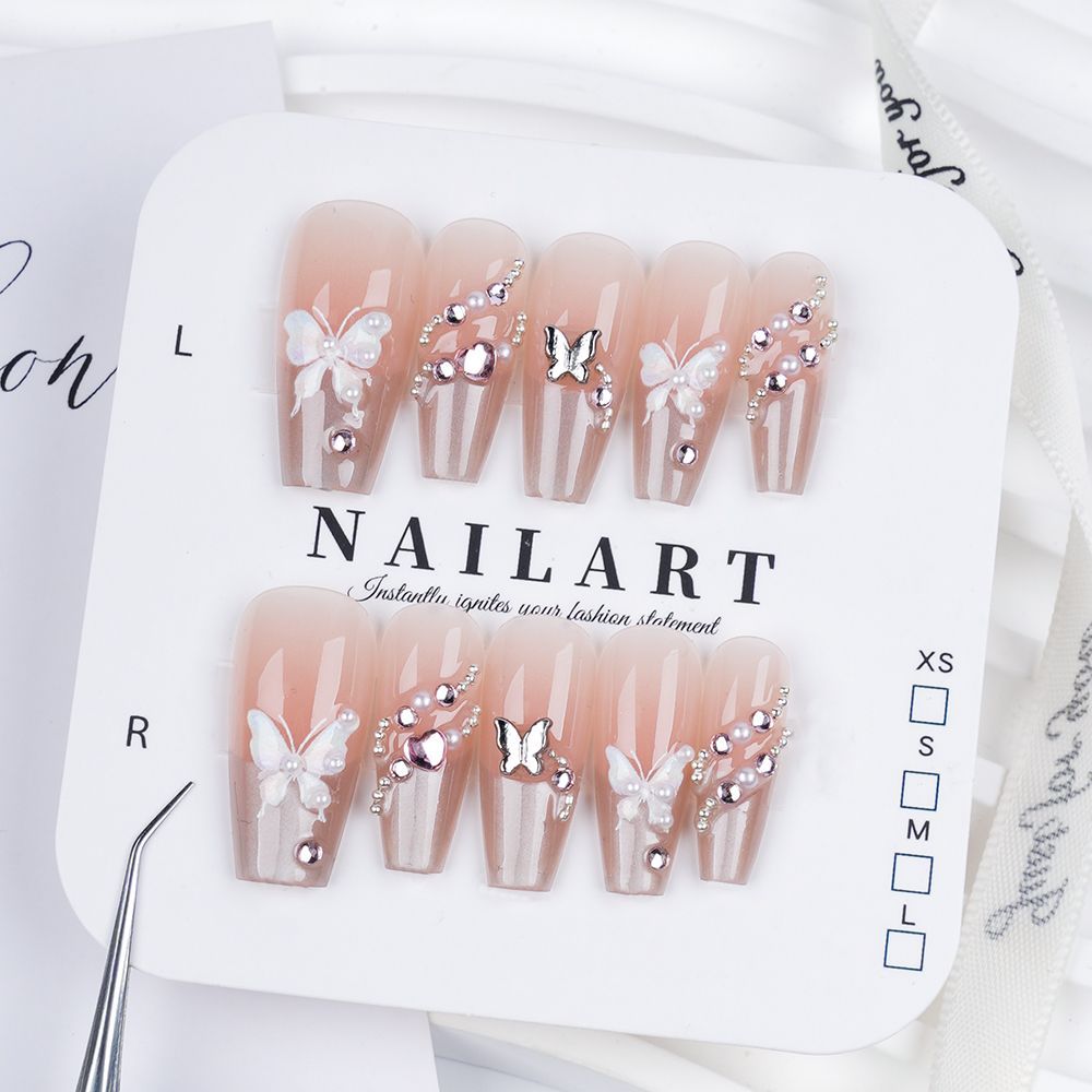 Decorative Butterfly-Embellished Press-On Nails Bowlift