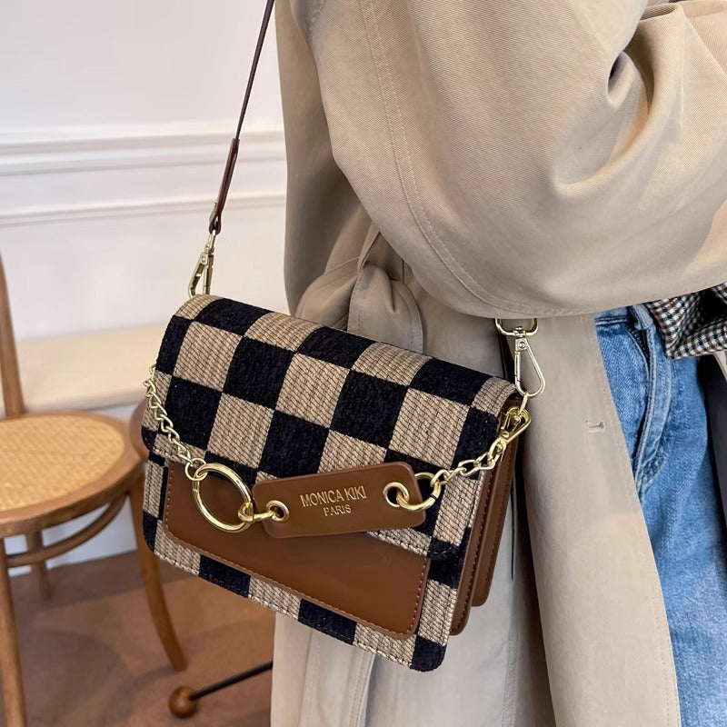 Stylish Checkered Crossbody Bag Bowlift