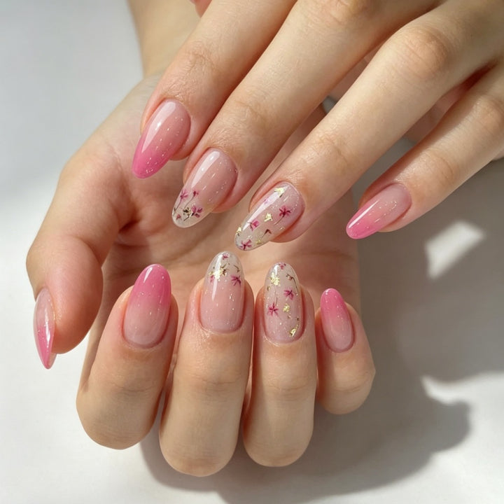 Artificial Nail Set with Elegant Floral Designs Bowlift