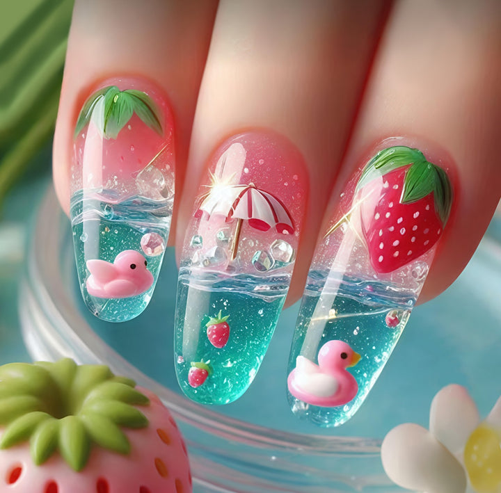 Artistic Summer-Themed Nail Art Bowlift