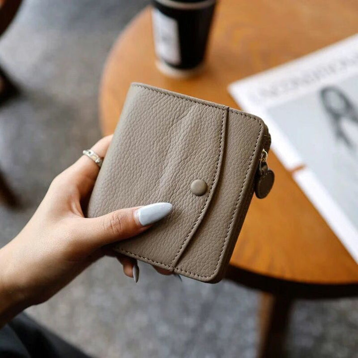 Textured Leather Zippered Coin Wallet Bowlift