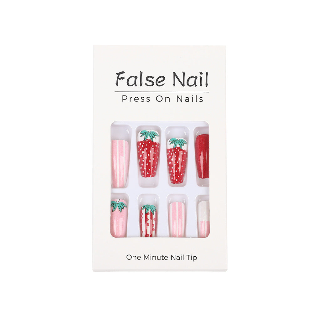 Artificial nails in romantic strawberry design Bowlift