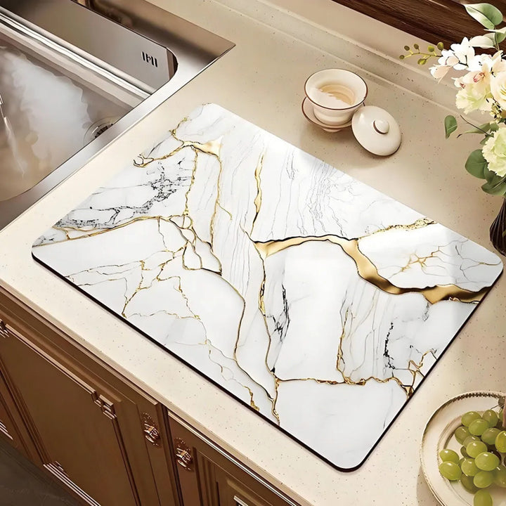 Stylish Marble Pattern Kitchen Mat Bowlift