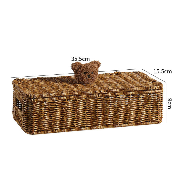 Decorative Woven Storage Box with Cute Bear Lid Bowlift