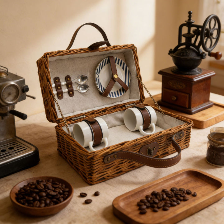 Ladies luxurious picnic basket with integrated crockery set Bowlift