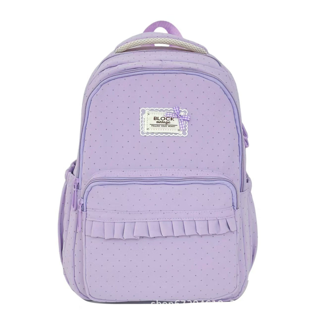 Stylish Polka Dot Ruffled Backpack Bowlift