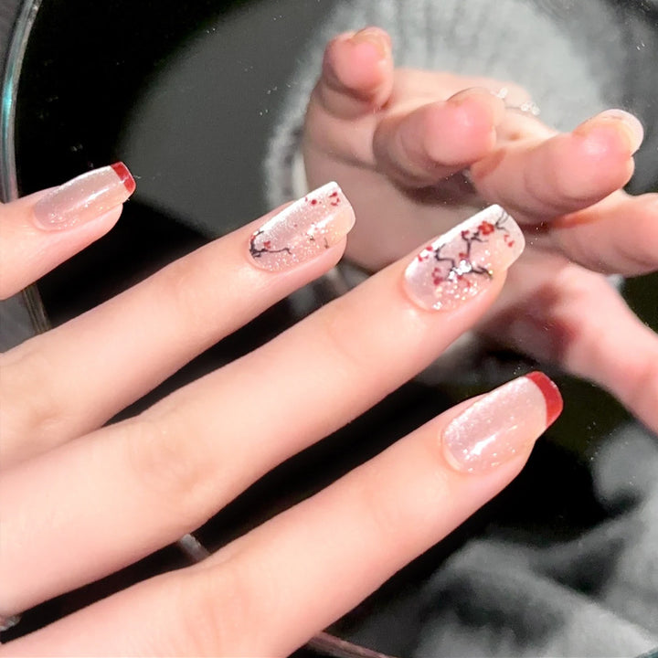 Elegant Floral Artistic Press-On Nails Bowlift