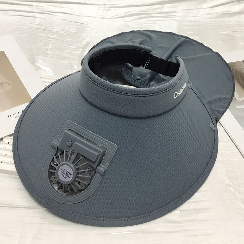 Large UV Protection Sun Visor with Removable Mini Fan and Folding Neck Protection Bowlift
