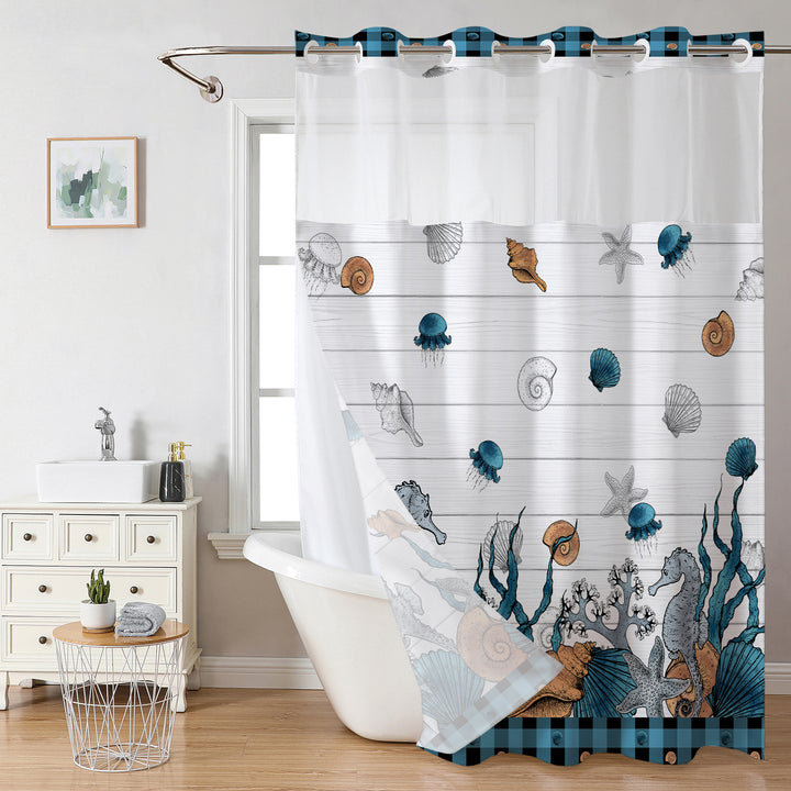 Ocean-Themed Shower Curtain Bowlift
