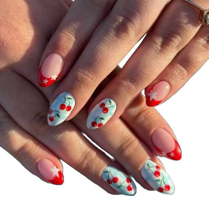 Creative art nails with cherry design Bowlift