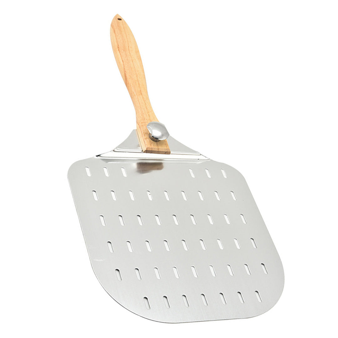 large stainless steel pizza peel with wooden handle Bowlift